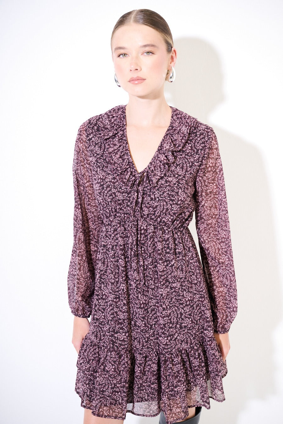 Abito corto scollo gala con doppia balza Silene