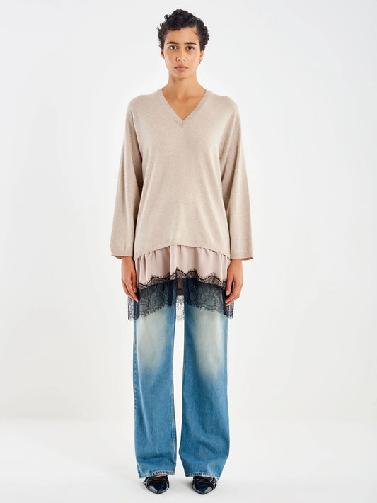 Abito in maglia combinato pizzo Norina