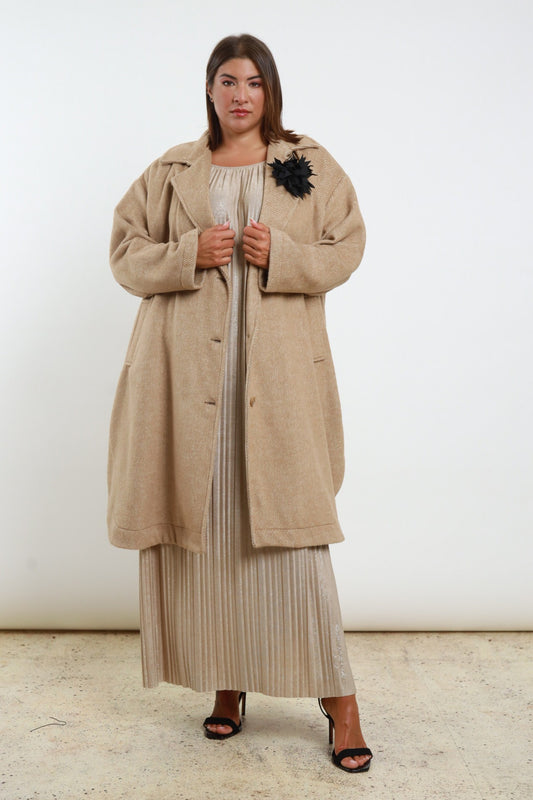 Cappotto spinato con spilla curvy Tulipano