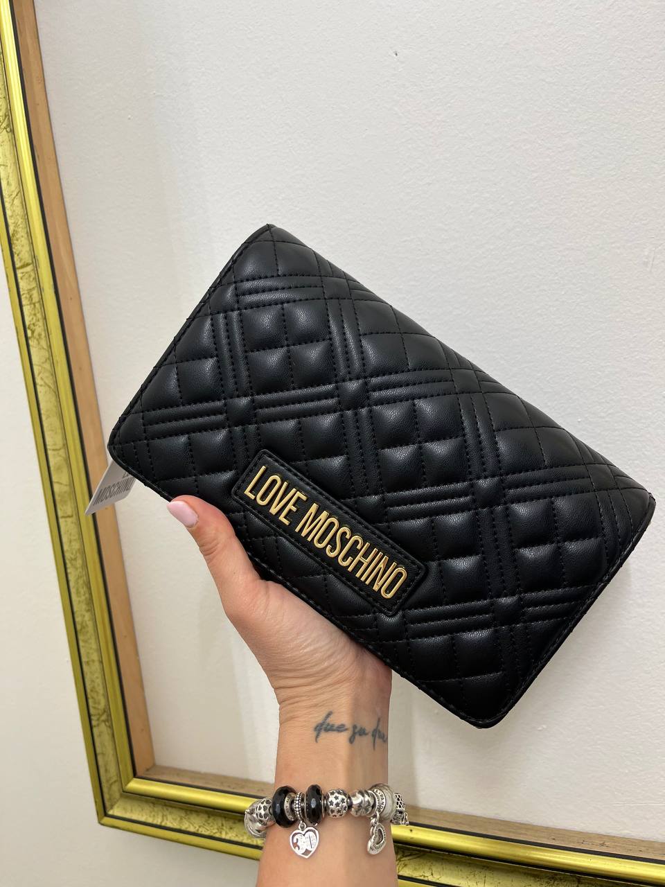 Borsa a tracolla in ecopelle trapuntata