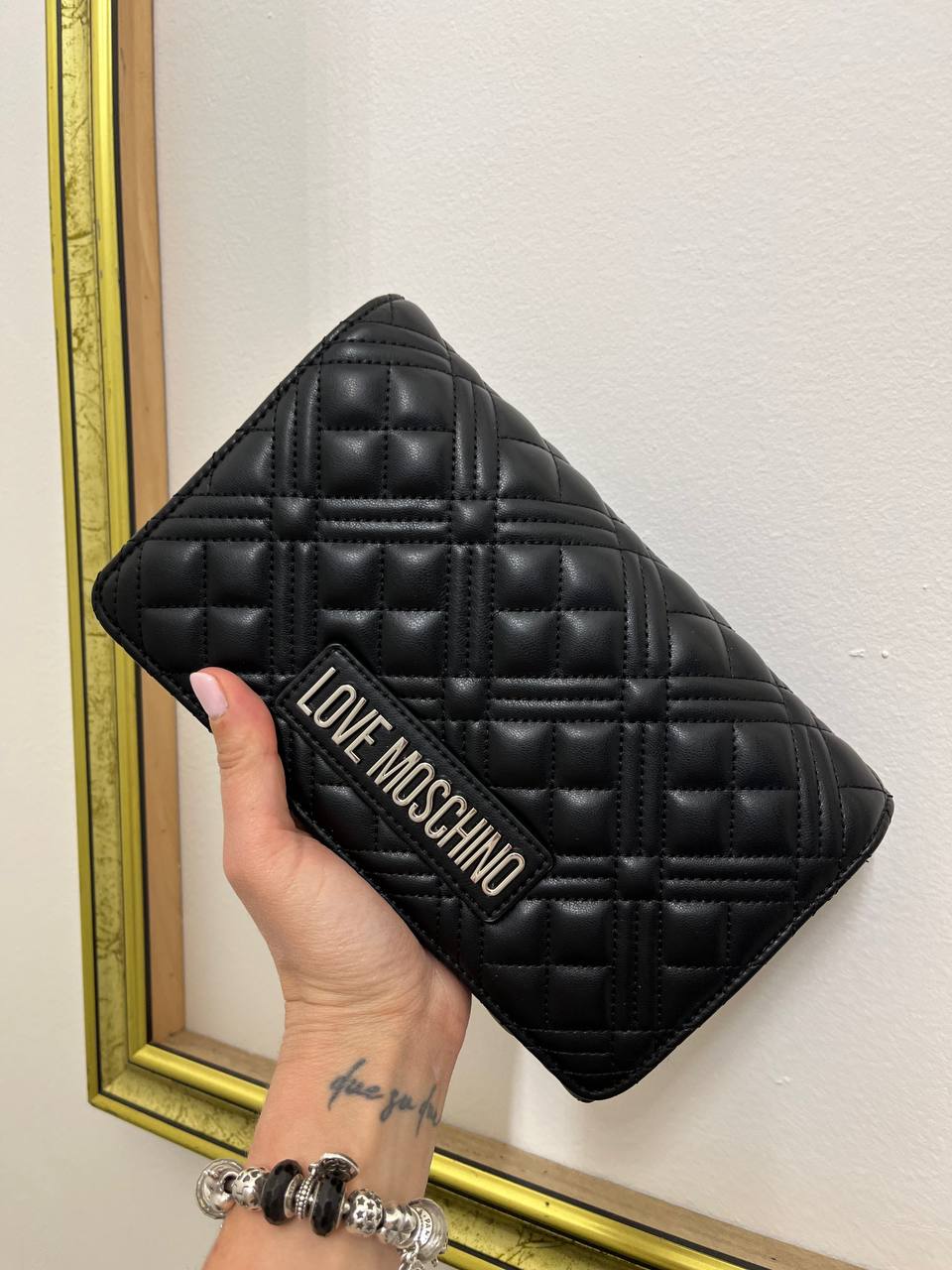 Borsa a tracolla in ecopelle trapuntata