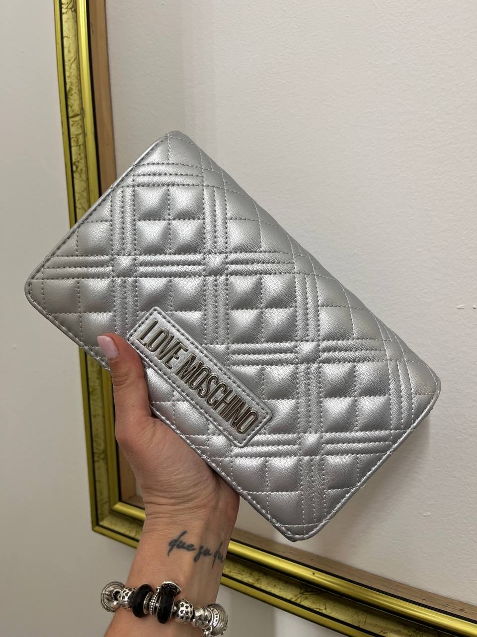 Borsa a tracolla in ecopelle trapuntata