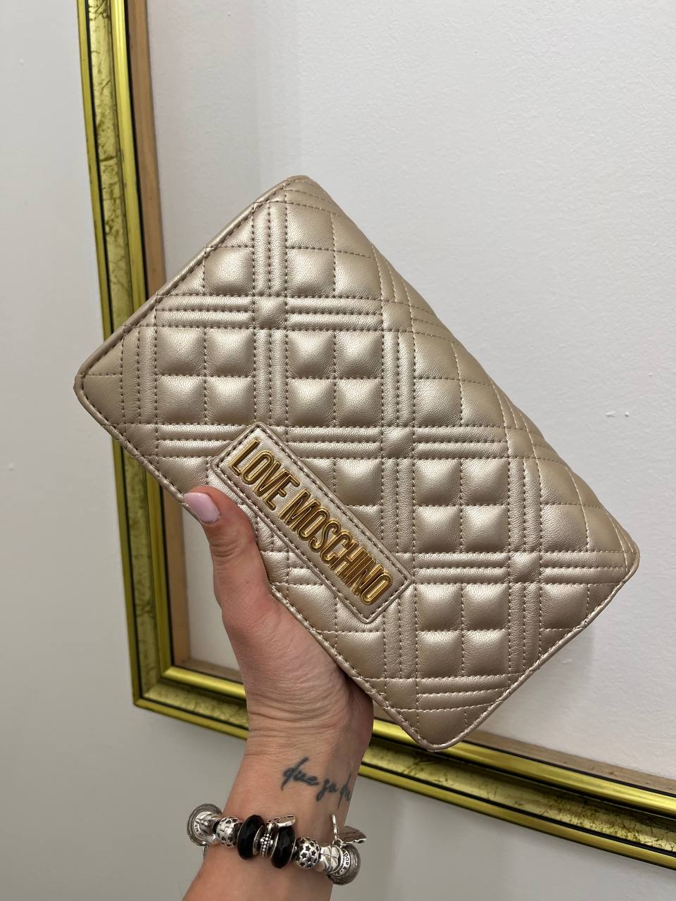 Borsa a tracolla in ecopelle trapuntata