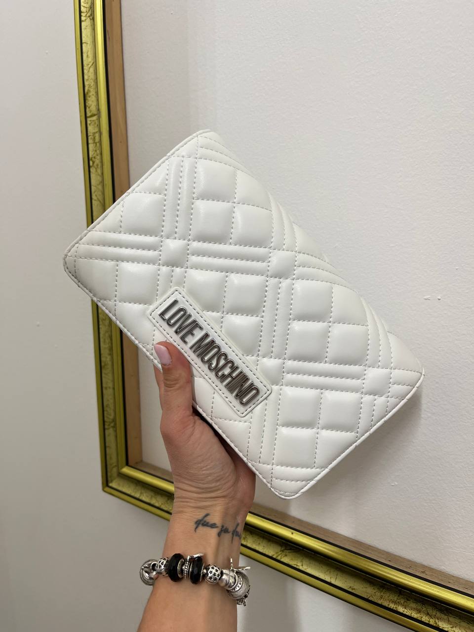 Borsa a tracolla in ecopelle trapuntata