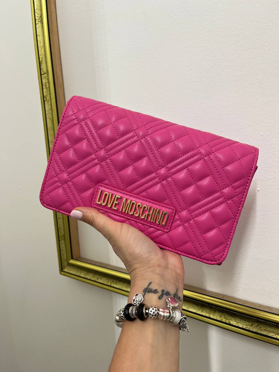 Borsa a tracolla in ecopelle trapuntata