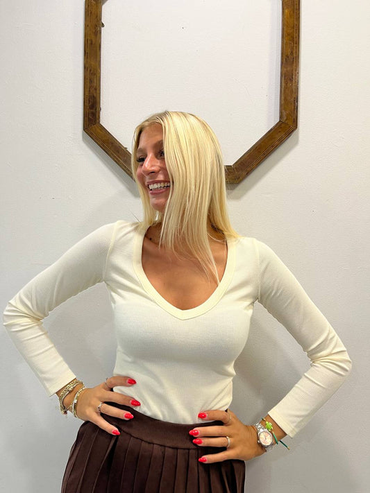 Maglia scollo a V costine Cosmos