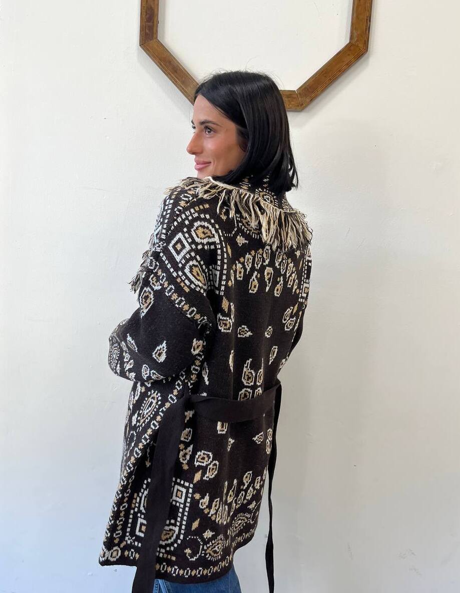 Cardigan fantasia con cintura Hibiscus