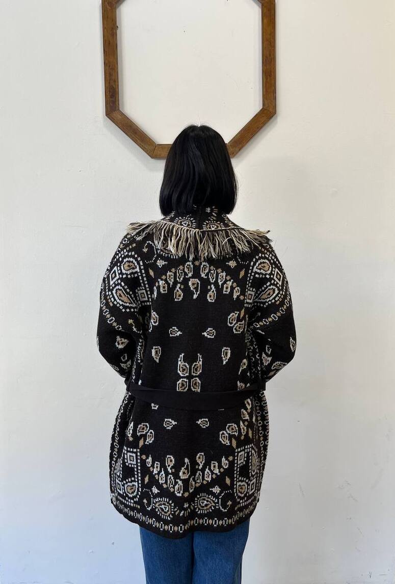 Cardigan fantasia con cintura Hibiscus