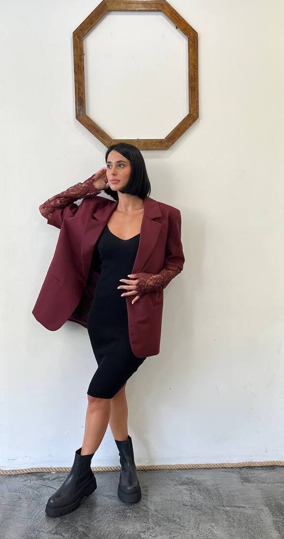 Giacca over con manica in pizzo Papavero