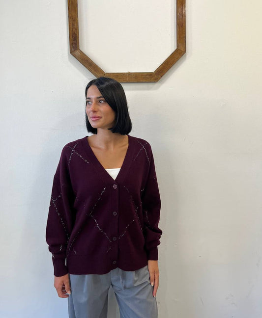 Cardigan con scollo a V Rododendro