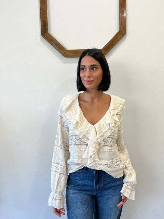 Camicia pizzo con rouches Camomilla